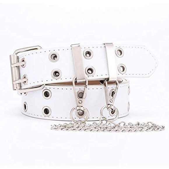 Double-grommet-belt Leather Punk-waist-belt With Chain For Women Jeans Dresses🦑 - Picture 5 of 9